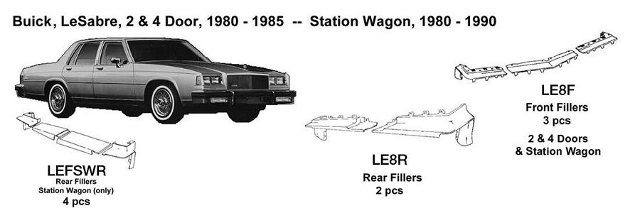 Buick LeSabre: 2 & 4 Door Rear Filler Kit 1980 1981 1982 1983 1984 1985 LE8R