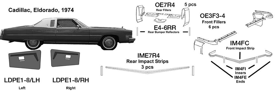 Cadillac Eldorado Rear Bumper Reflectors 1974