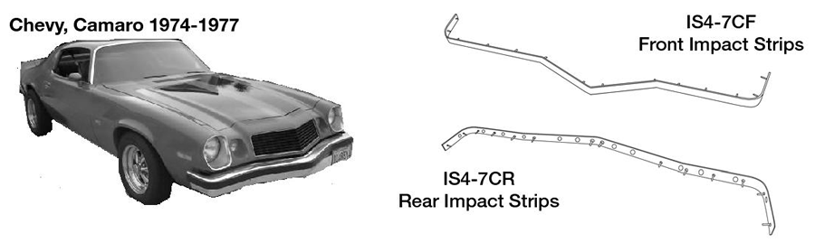 Chevrolet Camaro Rear Impact Strips 1974 1975 1976 1977 IS4-7CR