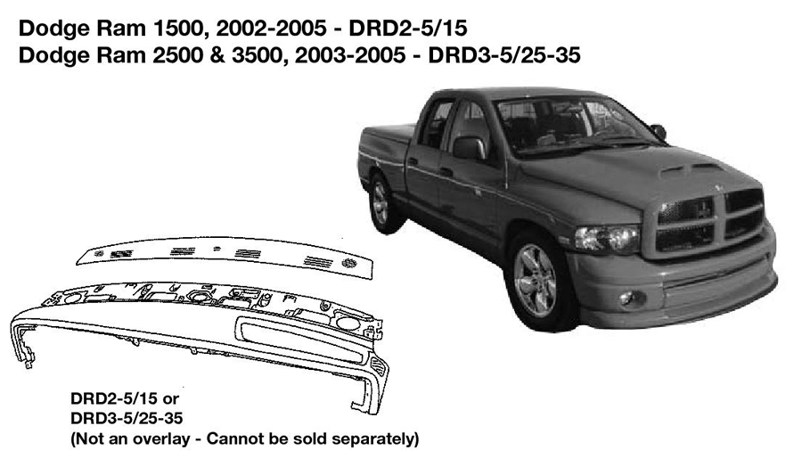 Dodge Trucks Ram 1500, 2500, 3500 Dash Replacement 2002 2003 2004 2005 DRD3-5/25-35