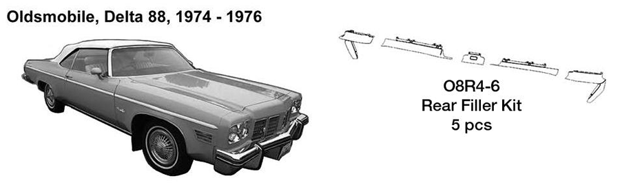 Oldsmobile Delta 88 Rear Filler Kit 1974 1975 1976 O8R4-6