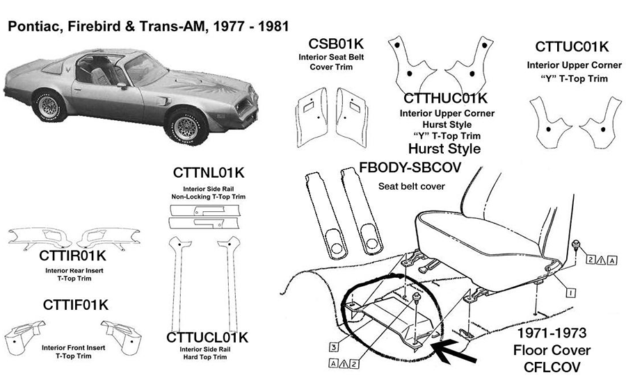Pontiac Firebird / Trans Am Interior Side - Rail Hard Top - Roof to Windshield 1970 1971 1972 1973 1974 1975 1976 1977 1978 1979 1980 1981 CTTUCL01K