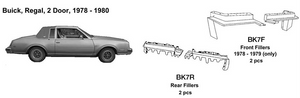 Buick Regal 2 Door Rear Fillers 1978 1979 1980  BK7R