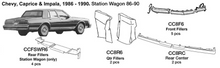 Load image into Gallery viewer, Chevrolet Caprice / Impala / Station Wagon Front Fillers 1986 1987 1988 1989 1990  CC8F6