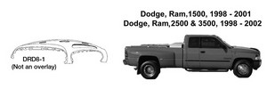 Dodge Trucks Ram 1500, 2500, 3500 Dash Replacement 1998 1999 2001 2002  DRD8-1
