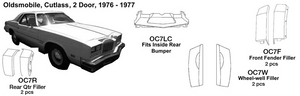 Oldsmobile Cutlass: 2 Door Fits Inside Rear Bumper 1976 1977  OC7LC