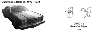 Oldsmobile Delta 88 Rear Quarter Fillers 1977 1978 1979  O8RQ7-9