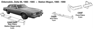 Oldsmobile Delta 88 Rear Fillers 1980 1981 1982 1983 1984 1985  O88R
