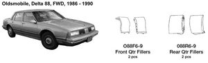 Oldsmobile Delta 88 FWD Front Quarter Fillers 1986 1987 1988 1989 1990  O88F6-9